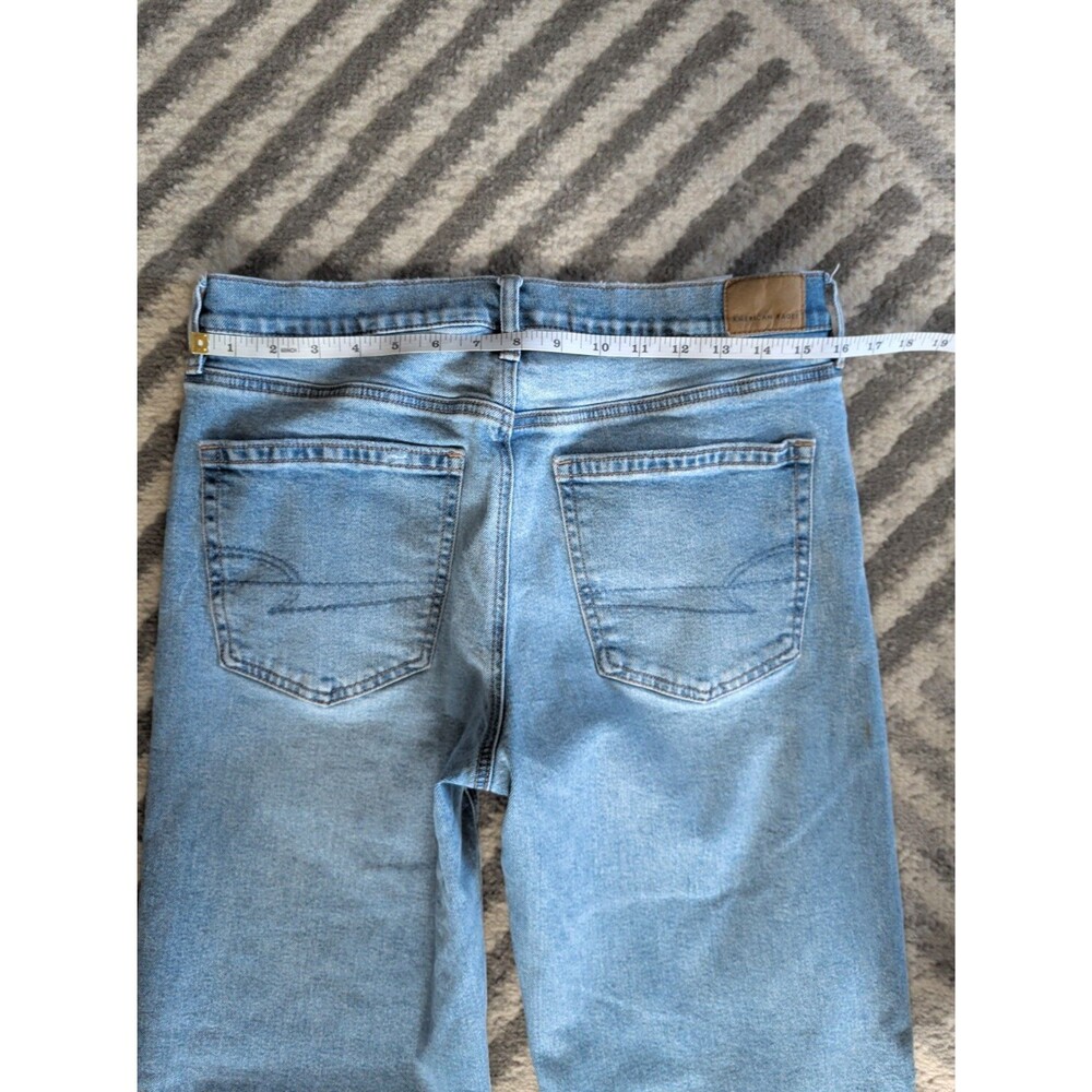 American Eagle Jeans Womens 6 Blue Short Stovepipe Wide Leg Light Wash Boho - Picture 8 of 9